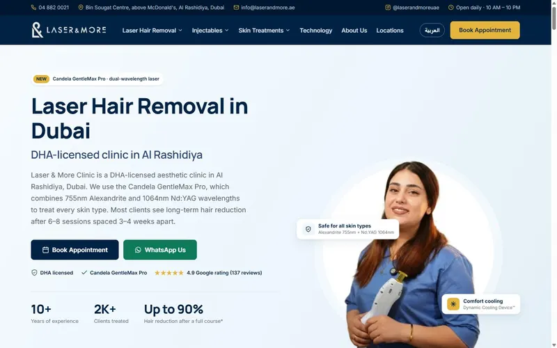Laser & More Clinic website home page